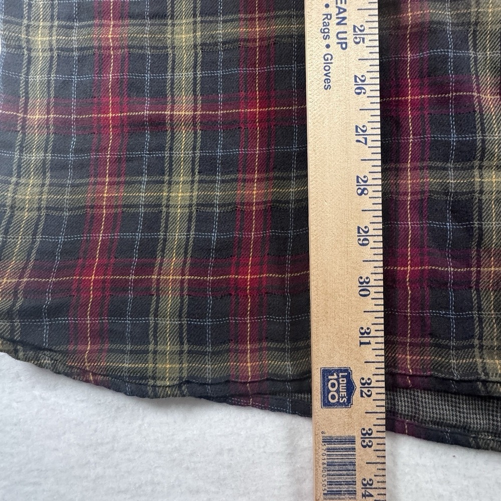 Carbon2Cobalt Flannel‎ Button Up Shirt Men's L Tall Navy Maroon Plaid Outdoors - Picture 5 of 7